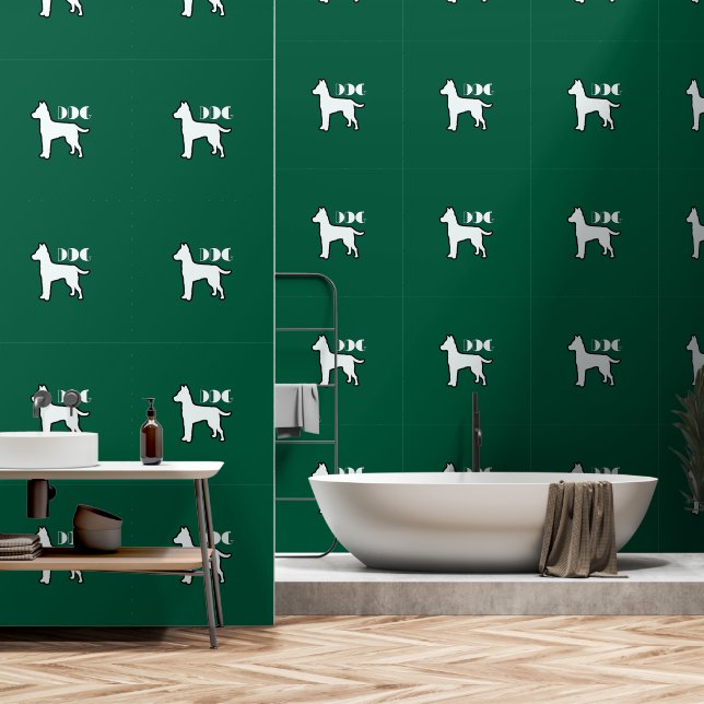 DOG Logo DK Groen Wit Hondenhuisdier Behang (Badkamer)