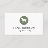 Dog Logo Grooming Walking Sage Green Visitekaartje (Voorkant)