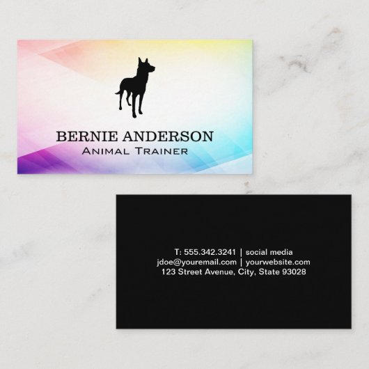 Dog Logo | Kleurrijke Abstracte achtergrond Visitekaartje (Voorkant / Achterkant)