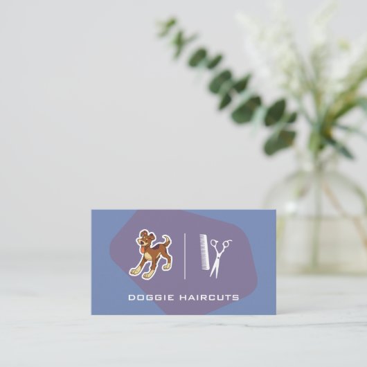 Dog Logo | Schaar | Groomer Visitekaartje (Staand voorkant)