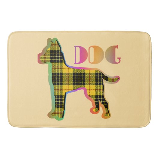 DOG Logo Yellow Plaid Badmat (Voorkant)