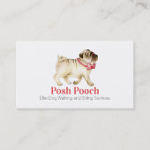 Dog lopen en zitten, poep rood visitekaartje (Voorkant)