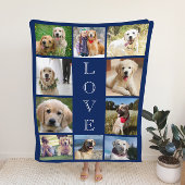 Dog Love 10 Photo Collage Blue Sherpa Deken