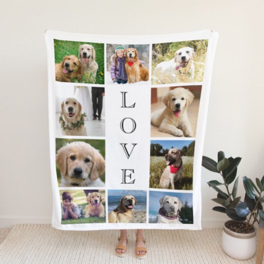 Dog Love 10 Photo Collage Sherpa Deken