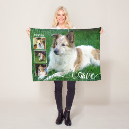 Dog LOVE 4 Fotopagina Afdrukhartnaam Fleece Deken