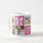 Dog LOVE gepersonaliseerd 7 Fotocollage Paw Print Koffiemok (Voorkant links)
