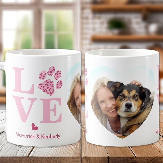 Dog LOVE Hart Foto Gepersonaliseerde Pet Valentijn Koffiemok