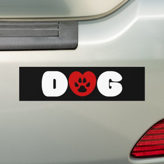 Dog Love Heart Bumpersticker (Op auto)