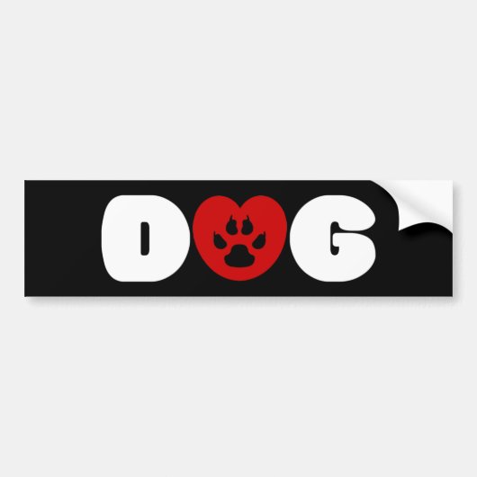Dog Love Heart Bumpersticker (Voorkant)