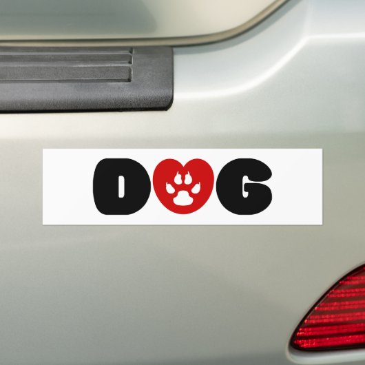 Dog Love Heart Bumpersticker (Op auto)