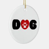 Dog Love Heart Keramisch Ornament (Rechts)