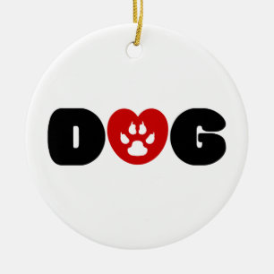 Dog Love Heart Keramisch Ornament