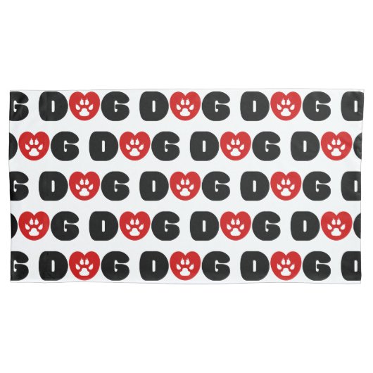 Dog Love Heart Kussensloop (Voorkant-Links)