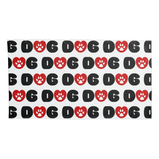 Dog Love Heart Kussensloop (Achterkant-Rechts)