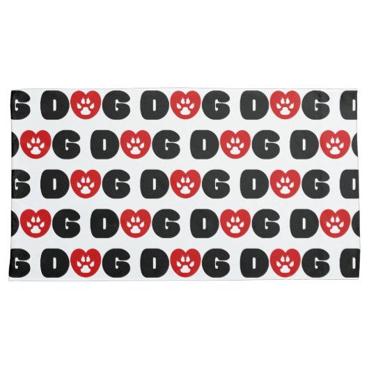 Dog Love Heart Kussensloop (Voorkant-Rechts)