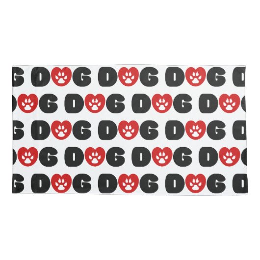 Dog Love Heart Kussensloop (Achterkant-Links)