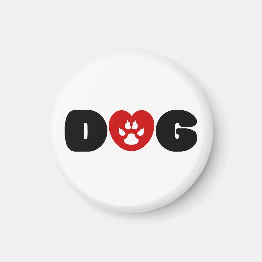 Dog Love Heart Magneet (Voorkant)