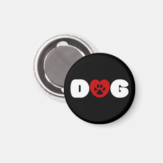 Dog Love Heart Magneet (Voorkant / Achterkant)