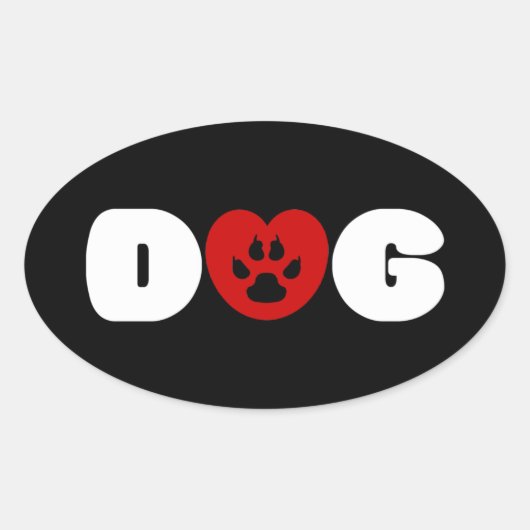 Dog Love Heart Oval Sticker (Voorkant)