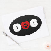 Dog Love Heart Oval Sticker (Envelop)