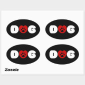 Dog Love Heart Oval Sticker (Vel)