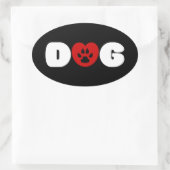Dog Love Heart Oval Sticker (Tas)