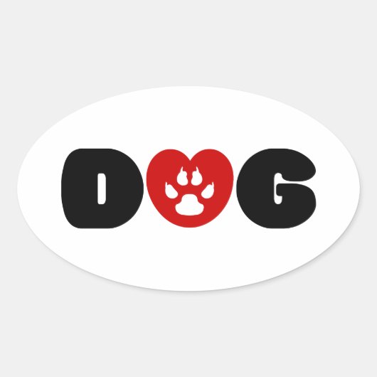 Dog Love Heart Ovale Sticker (Voorkant)