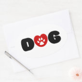 Dog Love Heart Ovale Sticker (Envelop)