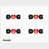 Dog Love Heart Ovale Sticker (Vel)