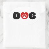 Dog Love Heart Ovale Sticker (Tas)