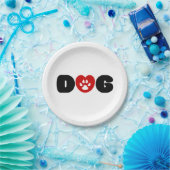 Dog Love Heart Papieren Bordje (Feest)