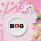 Dog Love Heart Papieren Bordje (Feest)