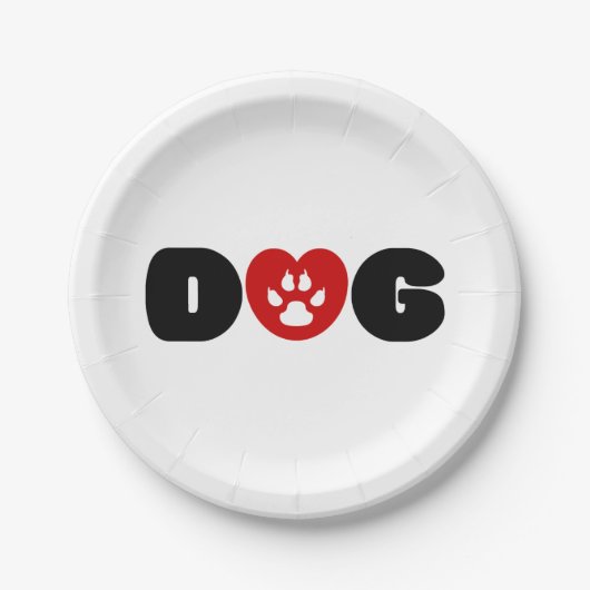 Dog Love Heart Papieren Bordje (Voorkant)