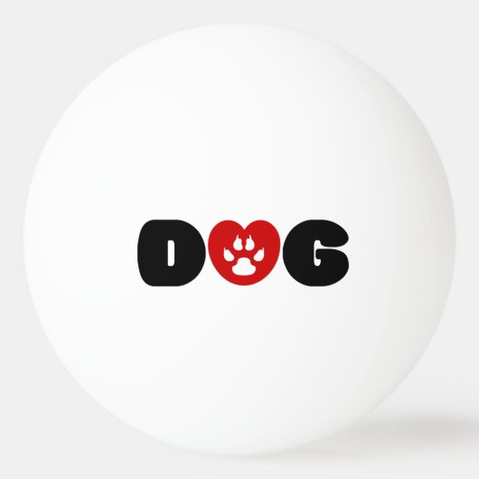 Dog Love Heart Pingpongbal (Voorkant)