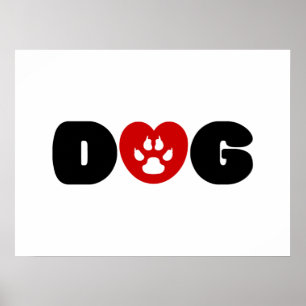 Dog Love Heart Poster