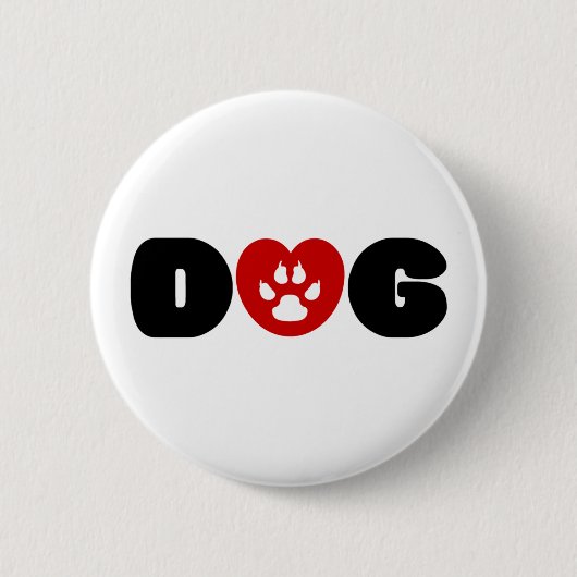 Dog Love Heart Ronde Button 5,7 Cm (Voorkant)