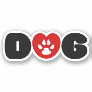 Dog Love Heart Sticker