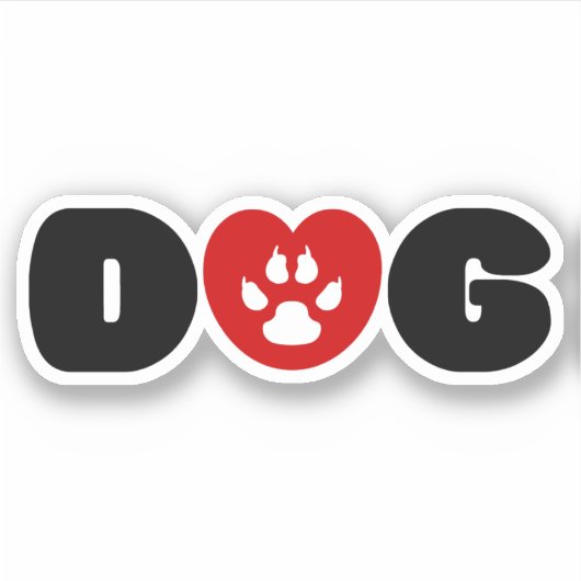 Dog Love Heart Sticker (Voorkant)