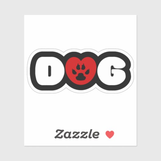 Dog Love Heart Sticker (Vel)