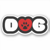 Dog Love Heart Sticker (Voorkant)