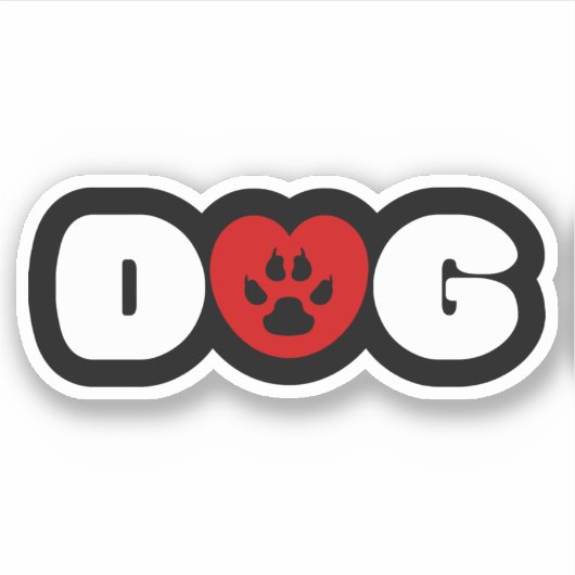 Dog Love Heart Sticker (Voorkant)
