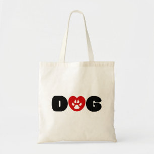 Dog Love Heart Tote Bag