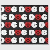 Dog Love Heart Wrapping Paper Cadeaupapier (Vlak)