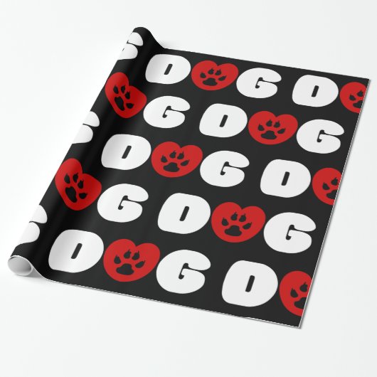 Dog Love Heart Wrapping Paper Cadeaupapier (Uitgerold)