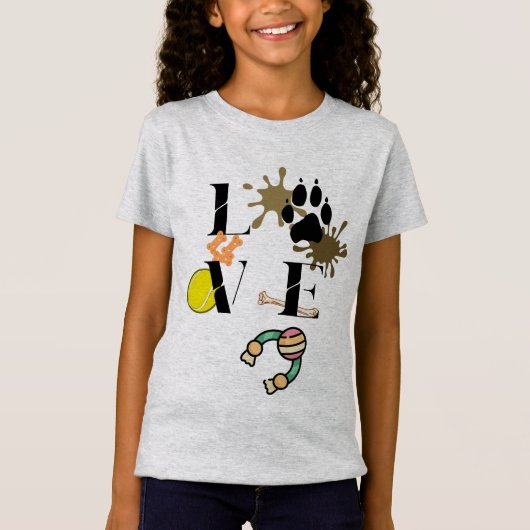 "Dog Love" Meisje T-shirt (Voorkant)