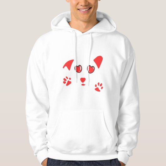 Dog Love Minimal Line Art – cute valentine art Hoodie (Voorkant)
