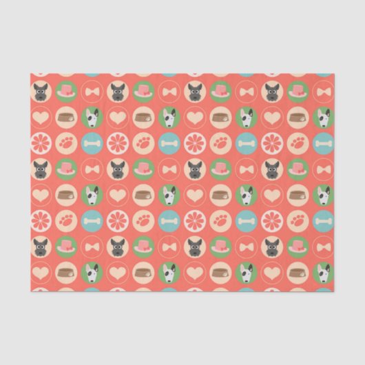 Dog Love on Coral Tissuepapier (Voorkant)