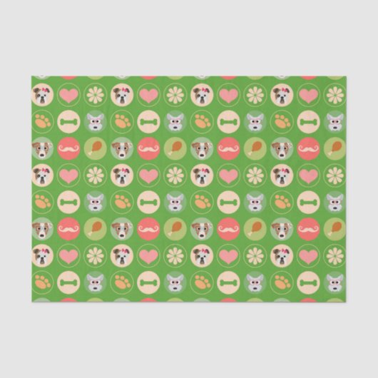 Dog Love on Green Tissuepapier (Voorkant)