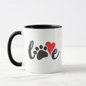 Dog Love Paw Print Heart Mok (Links)