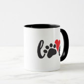 Dog Love Paw Print Heart Mok (Voorkant rechts)